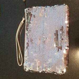 💕BCBGERATION💕 Sequin Wristlet Clutch ~ Gunmetal Silver NWT